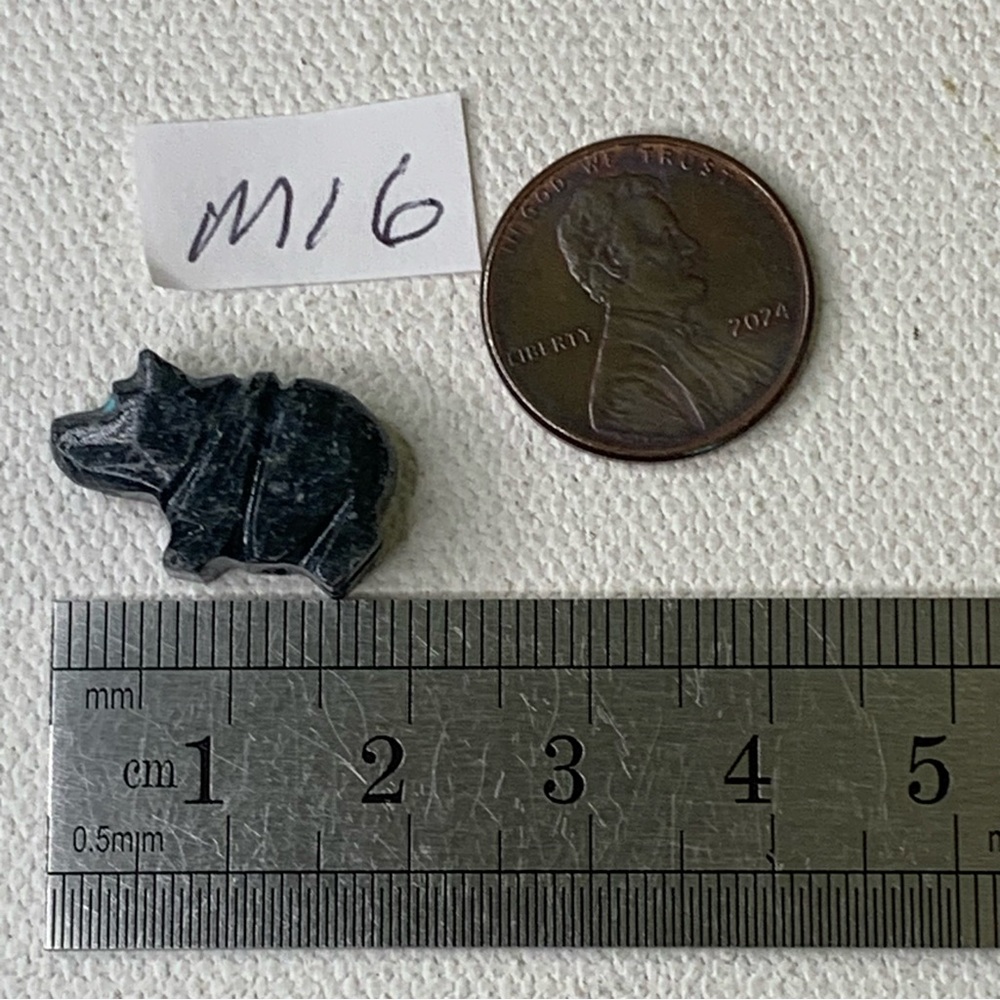 Native American Style Zuni Bear Fetish Bead Black Drilled Stone Mini Animal .7" - Picture 12 of 13